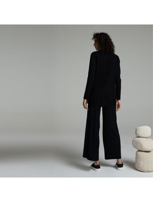 Calça Pantalona Moletom Bambu Lastex Deva - Azul Marinho