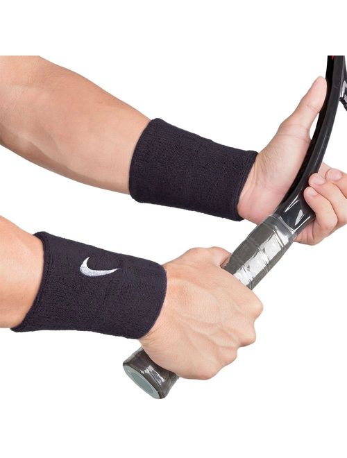 Munhequeira Nike Swoosh Wristbands Doublewide Unissex - Azul Marinho/Branca