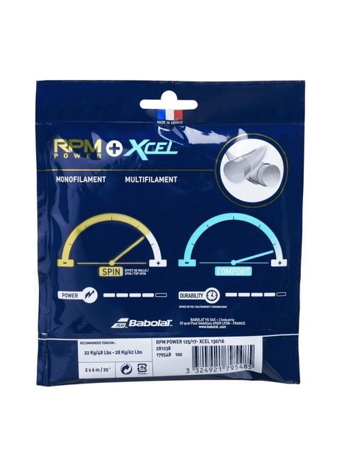 Corda Para Raquete Babolat Rpm Power + Xcel Unissex - Multicolor