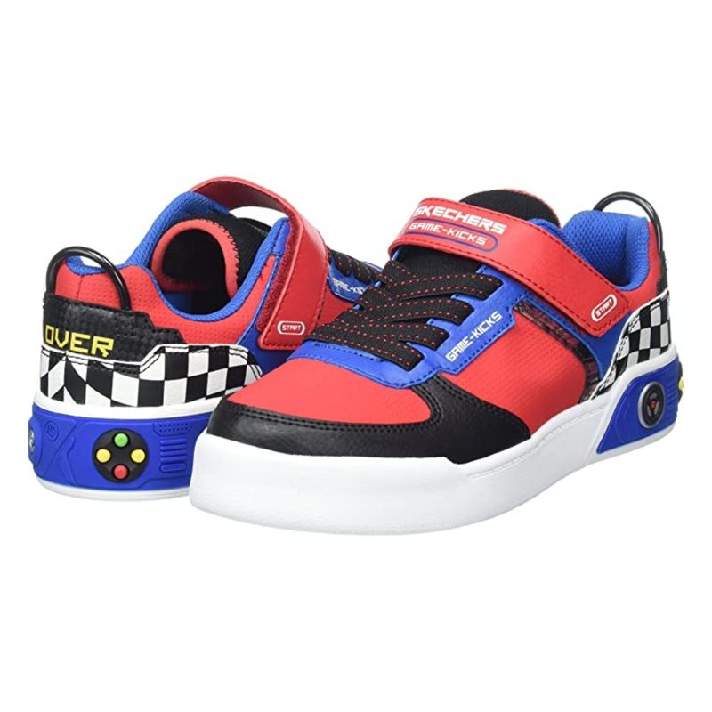 Tenis-Skechers-Game-Court-Infantil---Laranja-Azul