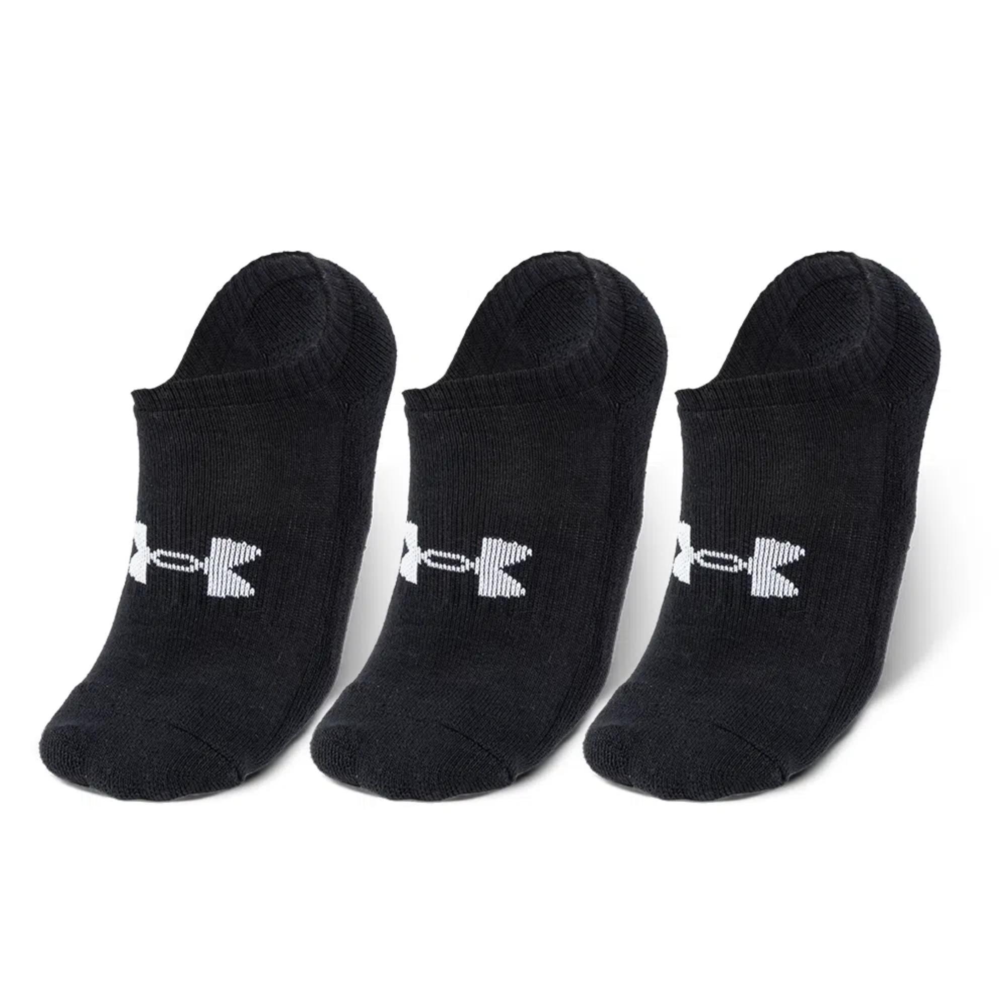 Kit Meia Invisivel Under Armour Core Cotton Ns 3 Pares Unissex - Preta
