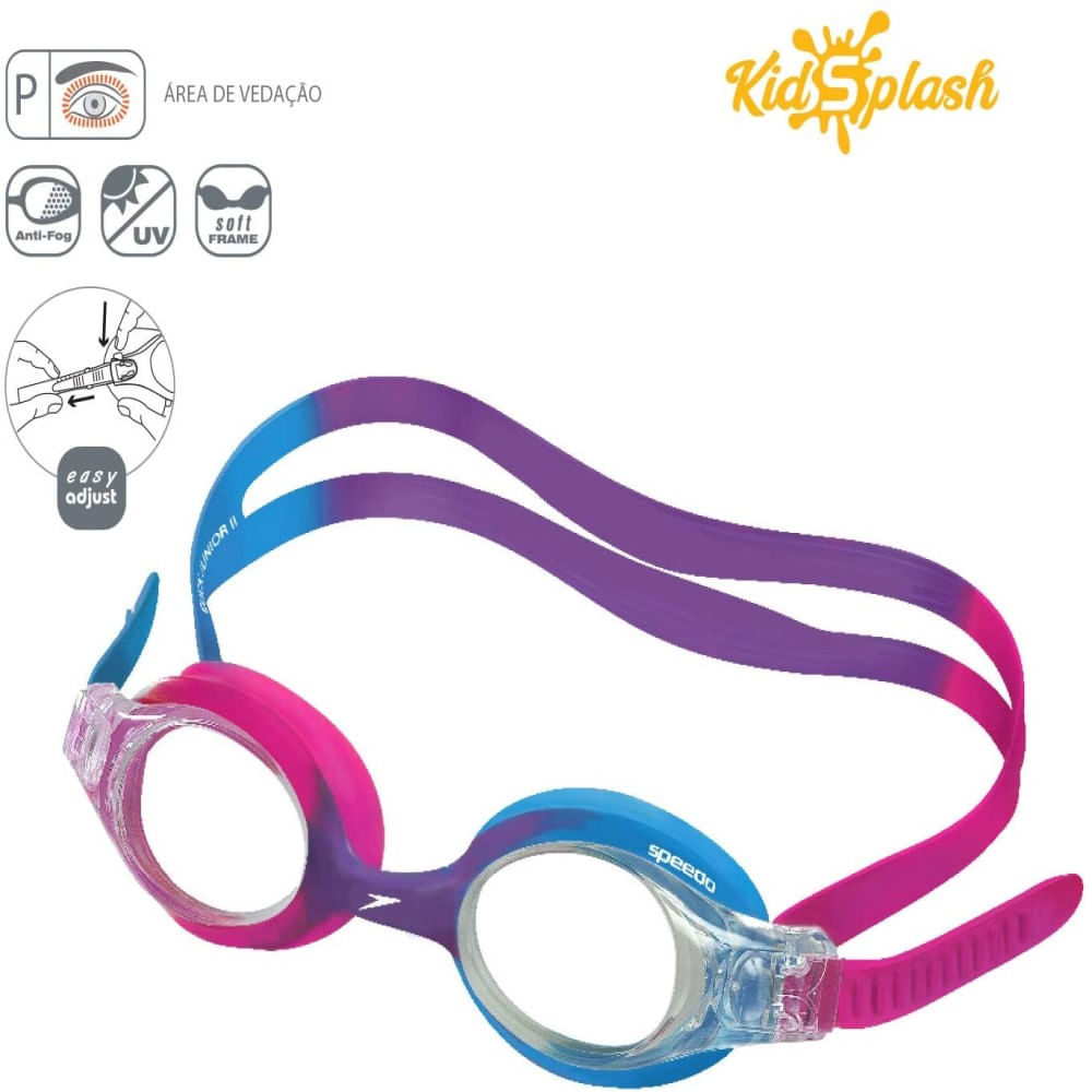 Óculos De Natação Speedo Quick Jr Ii Infantil - Mescla Rosa/Cristal