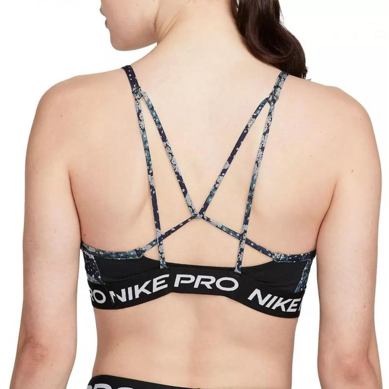 Top Nike Pro Dri Fit Indy Feminino - Marinho/Cinza - Bayard Esportes