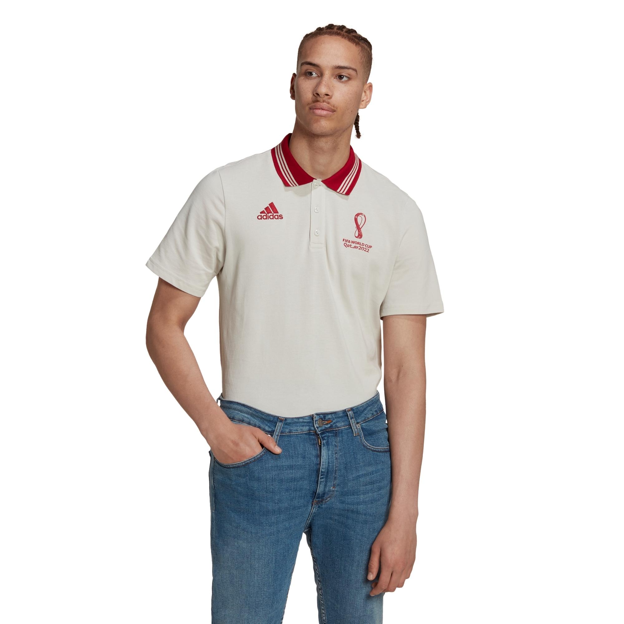 Camisa Polo Adidas Oficial Copa Do Mundo Fifa 2022 Masculina - Branca