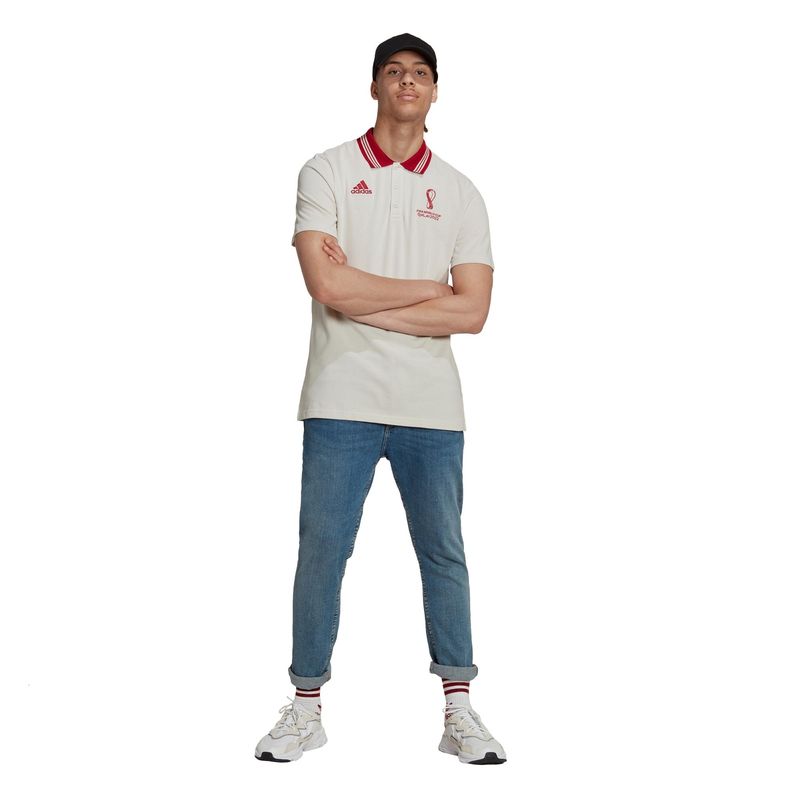 Camisa Polo Oficial Copa Do Mundo Adidas Fifa 2022 Masculina - Branca