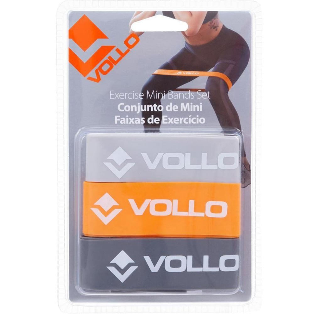 Encontraproduto.com.br - Kit Vollo 3 Mini Faixas De Exercícios Unissex - Cinza/Laranja