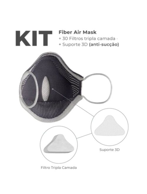 Kit Máscara Fiber Esportiva Air Unissex - Azul Claro