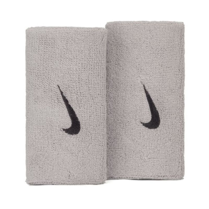 Munhequeira Nike Swoosh Wristbands Doublewide Unissex Cinza