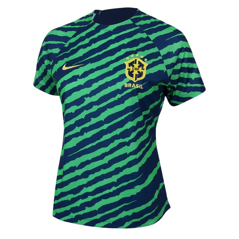 Camisa Brasil CBF Nike Pré Jogo Feminina - Verde/Azul - Bayard Esportes