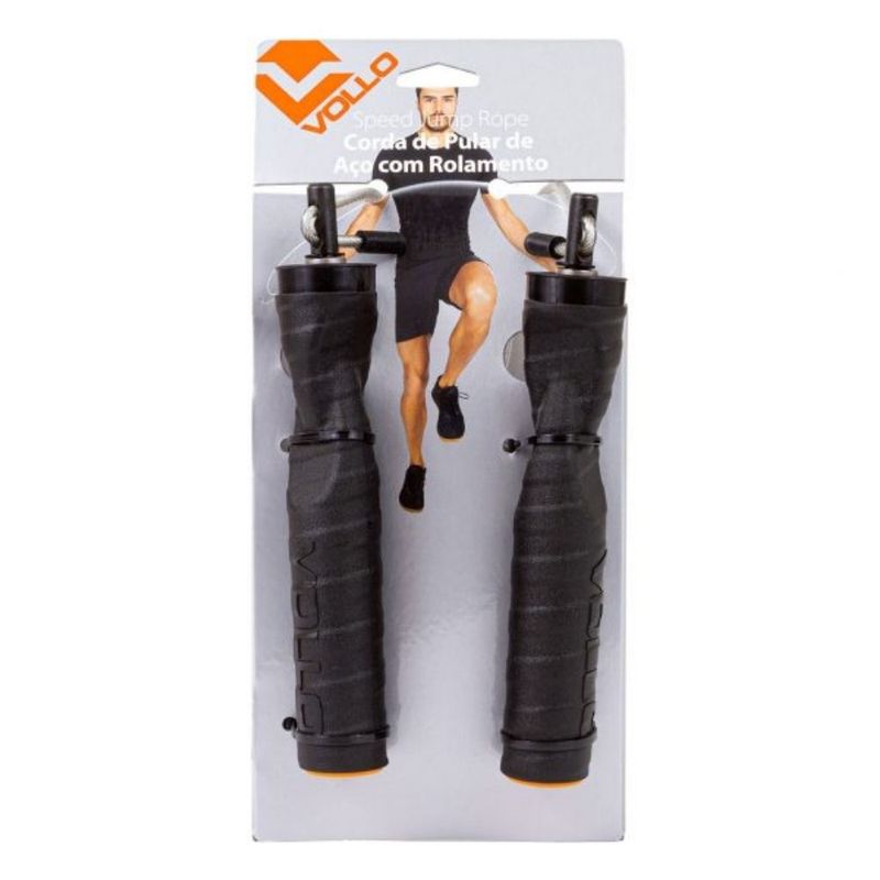 Corda De Pular Vollo Aço Crossfit Com Rolamento Unissex - Preta