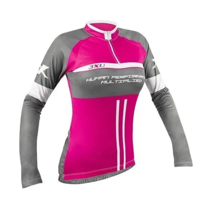 Camiseta Manga Longa Refactor 3Xu 467 Feminina - Rosa/Cinza