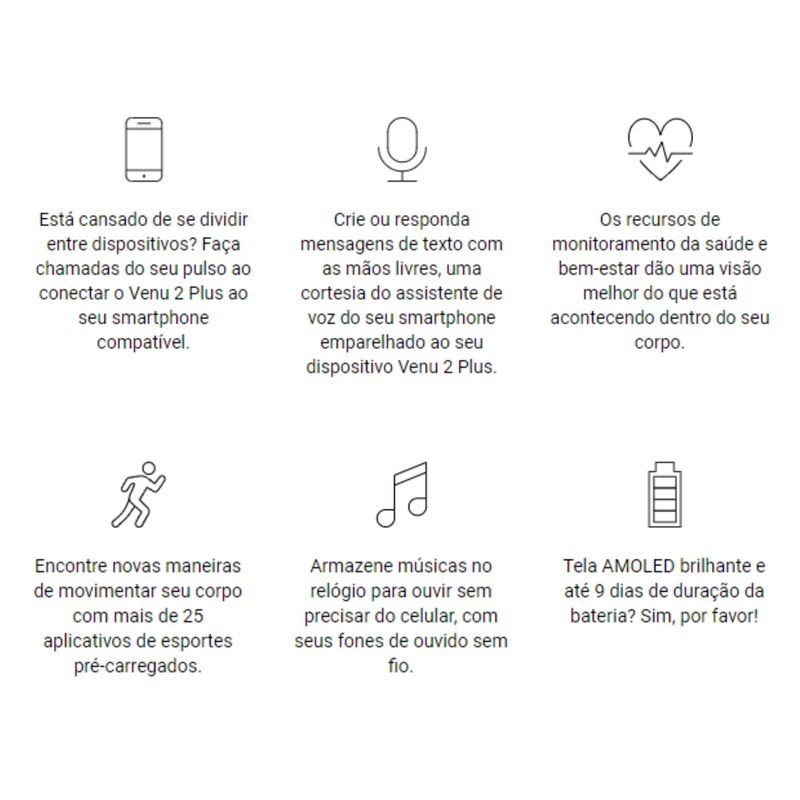 Relógio Monitor Cardíaco Garmin Venu 2 Plus Unissex - Preto