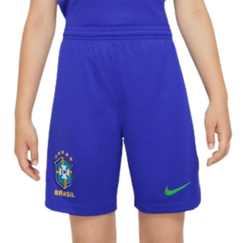 Shorts Nike Brasil I 2022/23 Torcedor Pro Cbf Infantil - Azul/Verde