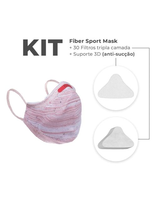 Kit Mascara Knit Fiber Air + 30 Filtros De Proteção + Suporte Unissex - Rose