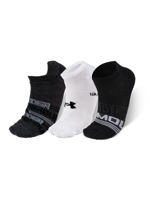 Kit Meia Invisivel Under Armour Essential 3 Pares Unissex - Preta/Branca