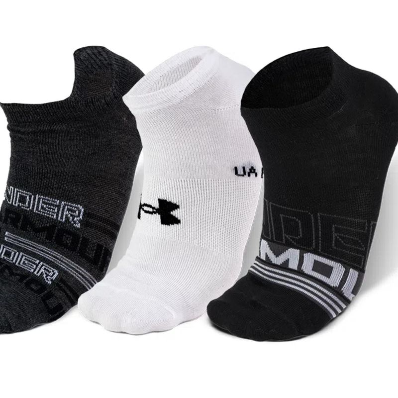 Kit-Meia-Under-Armour-Essential-Invisivel-Unissex---Preta-Branca