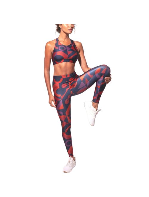 Calça Legging Lauf Basic Illusion Marinho/Vermelha