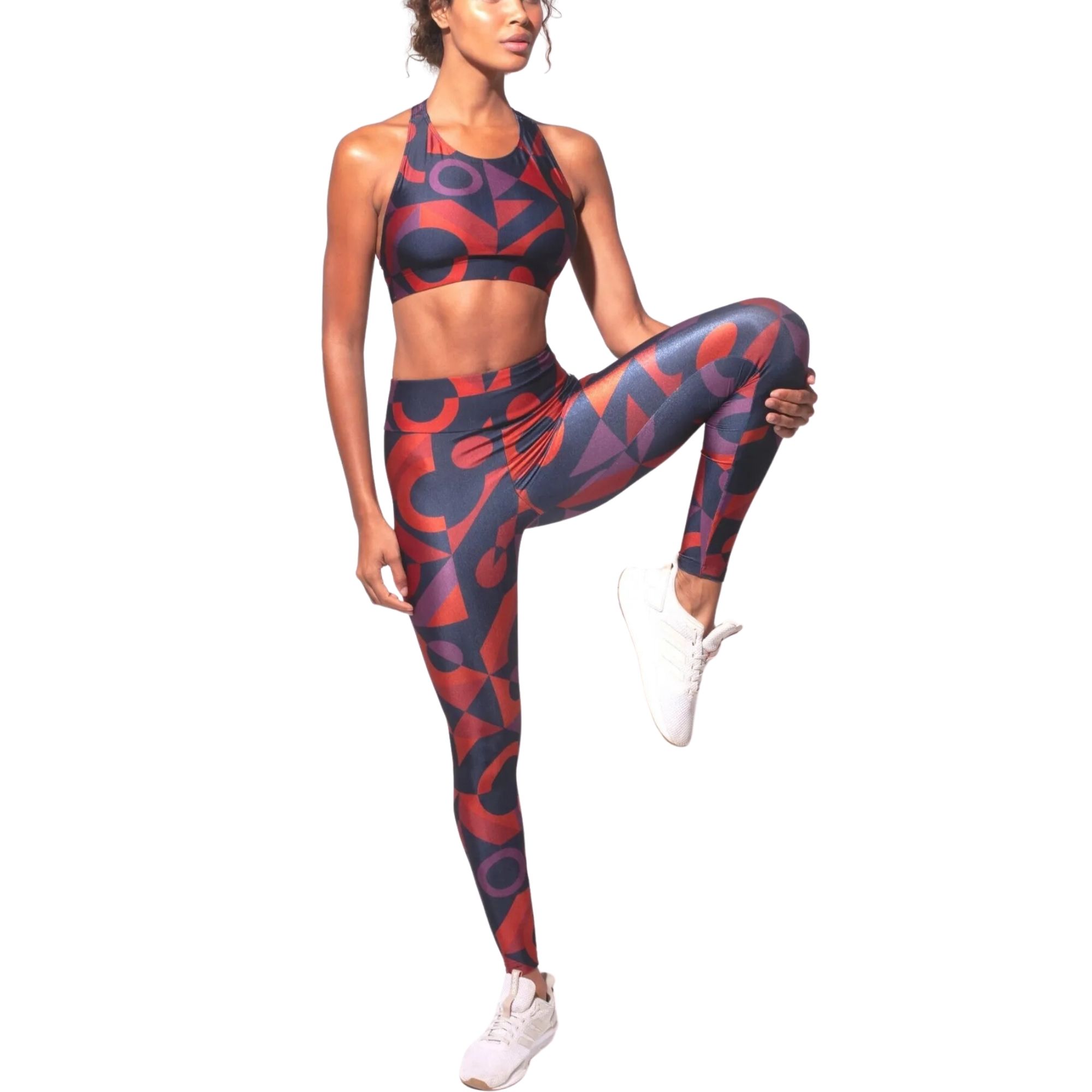 Calça Legging Lauf Basic Illusion Marinho/Vermelha