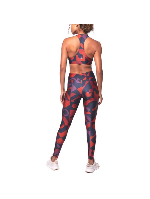 Calça Legging Lauf Basic Illusion Marinho/Vermelha