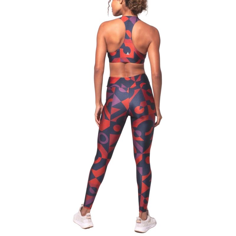 Calça Legging Lauf Basic Illusion Feminina - Azul Marinho/Vermelha