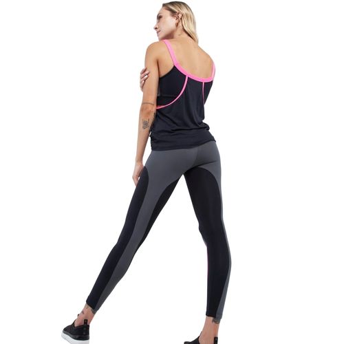 Calça Legging Lauf Lines Feminino - Preta/Rosa