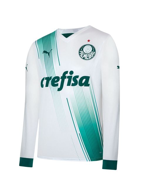 Camisa Palmeiras Manga Longa II Puma Torcedor Masculina - Branca/Verde