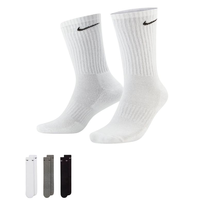 Kit Meia Nike Everyday Cushioned 3 Pares Unissex - Branca/Preta