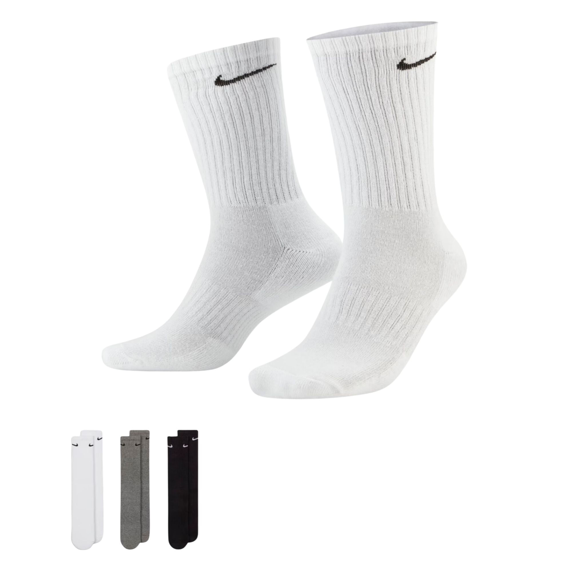 Kit Meia Nike Everyday Cushioned 3 Pares Unissex - Branca/Preta