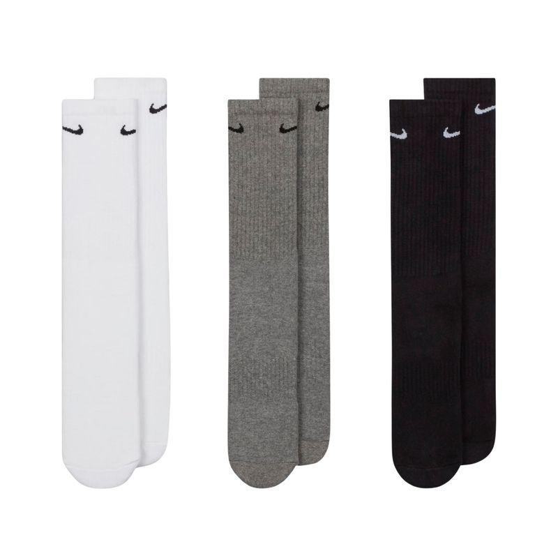 Kit Meia Nike Everyday Cushioned 3 Pares Unissex - Branca/Preta