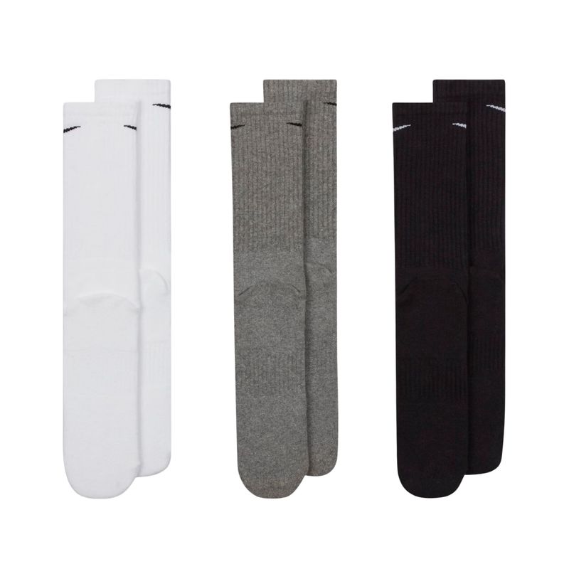 Kit Meia Nike Everyday Cushioned 3 Pares Unissex - Branca/Preta