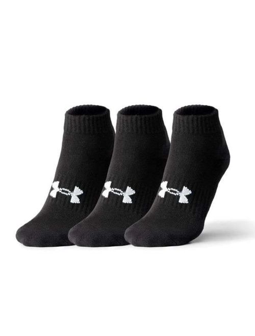 Kit Meia Cano Curto Under Armour Core Cotton Locut 3 Pares Unissex - Preta