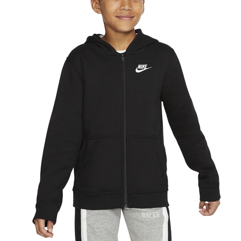 Jaqueta Com Capuz Nike Hoodie Sportswear Club Infantil - Preta - Bayard  Esportes