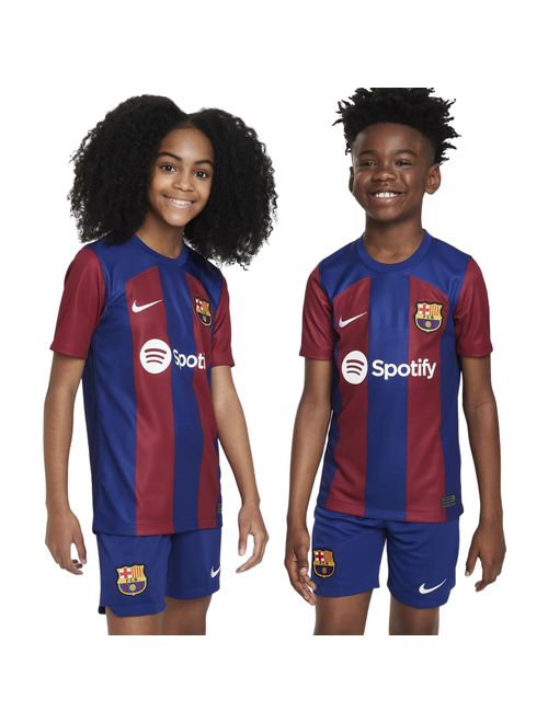 Camisa Barcelona I 23/24 Nike Stadium Infantil - Azul/Vermelha