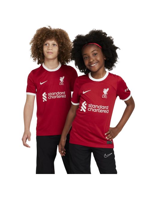 Camisa Liverpool Fc 23/24 Nike Stadium Infantil - Vermelha/Branca