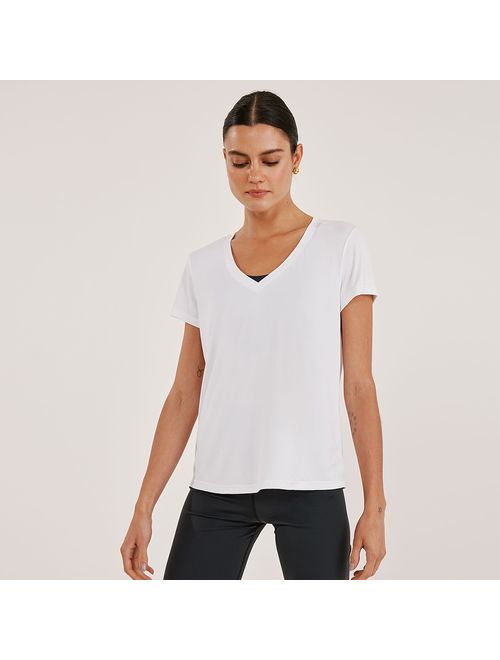 Camiseta Decote V Dry Uv Palma - Branca