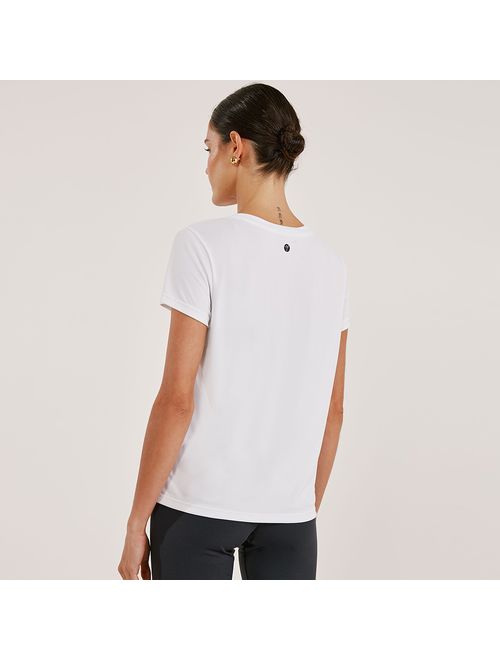Camiseta Decote V Dry Uv Palma - Branca