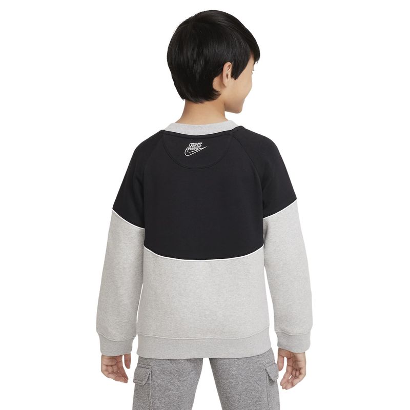Camiseta-Manga-Longa-Nike-Sportswear-Fleece-Infantil---Cinza-Preta