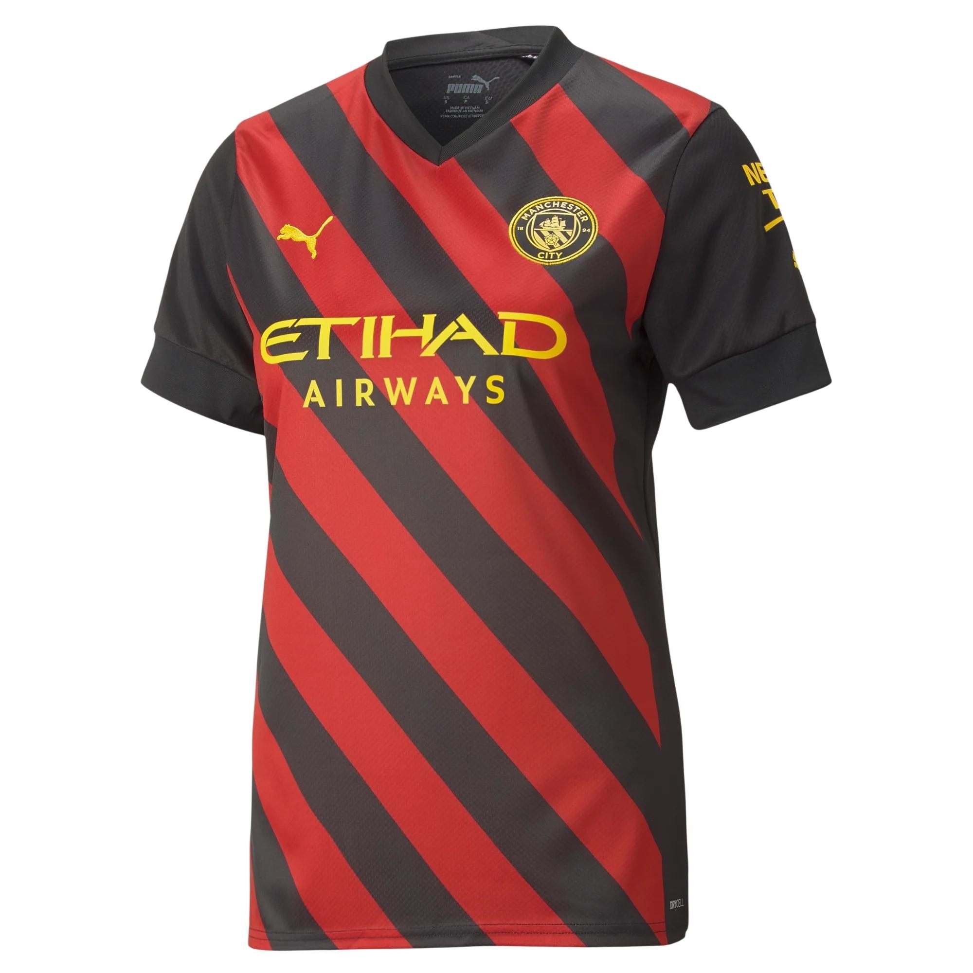 Camisa Manchester City F.C II 22/23 Puma Feminina - Preta/Vermelha