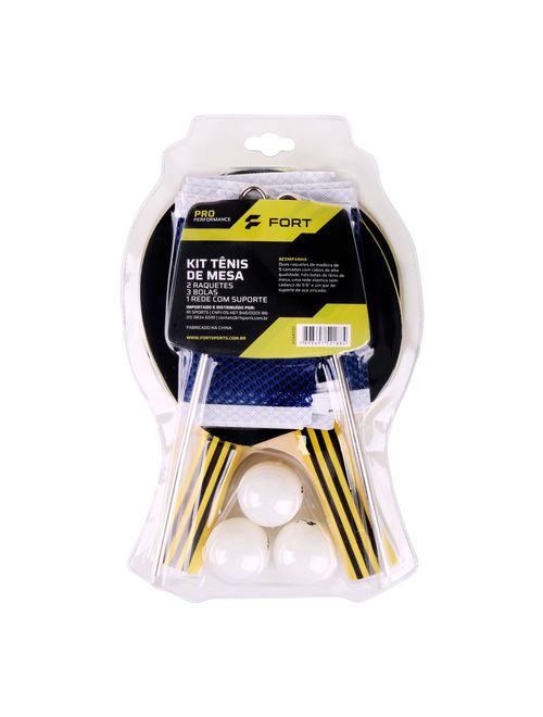 Kit Raquete Tênis de Mesa Fort Pro Unissex - Preta/Vermelha