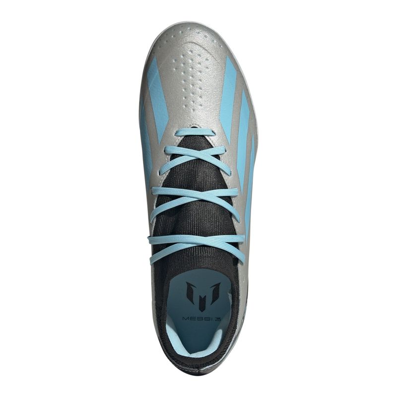 Chuteira-Futsal-Adidas-Messi.-3-X-Crazyfast-Masculina---Prata-Metalica-Azul