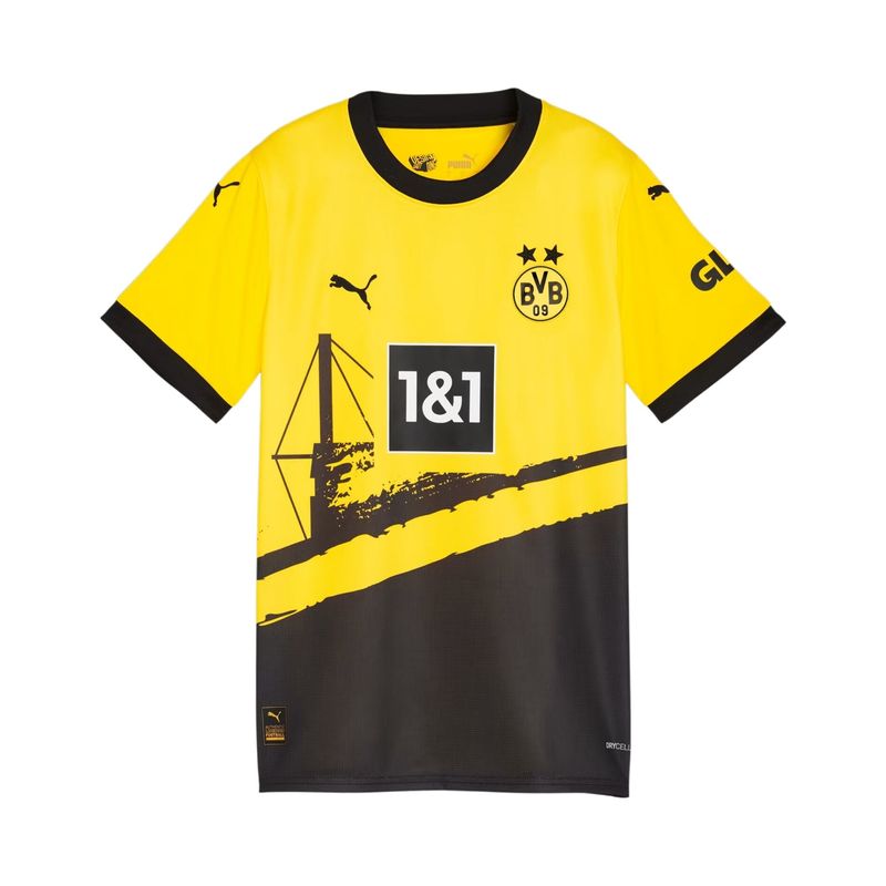 Camisa-Borussia-Dortmund-23-24-Puma-Home-Infantil---Amarela-Preta