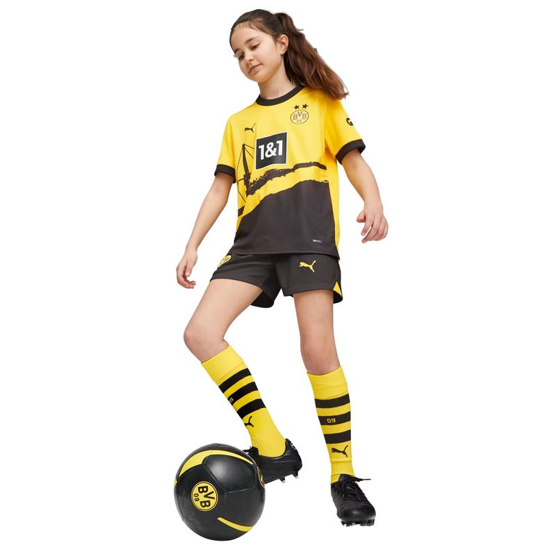 Camisa-Borussia-Dortmund-23-24-Puma-Home-Infantil---Amarela-Preta