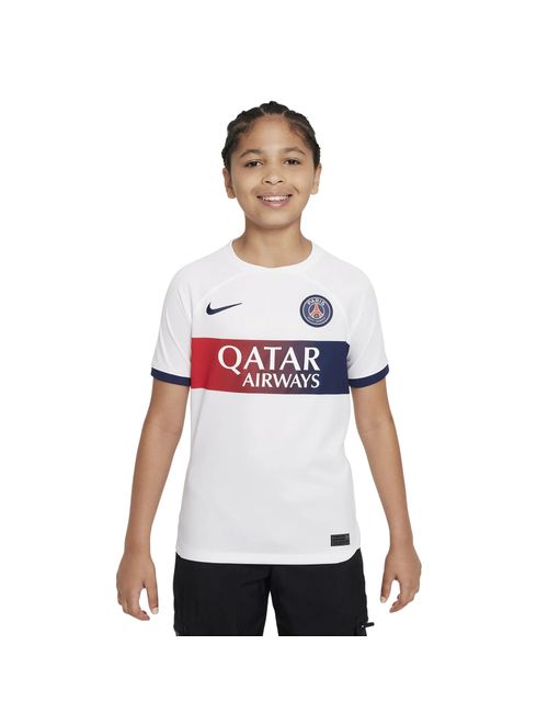 Camisa Paris Saint-Germain II 2023/24 Nike Stadium Infantil - Branca/Azul
