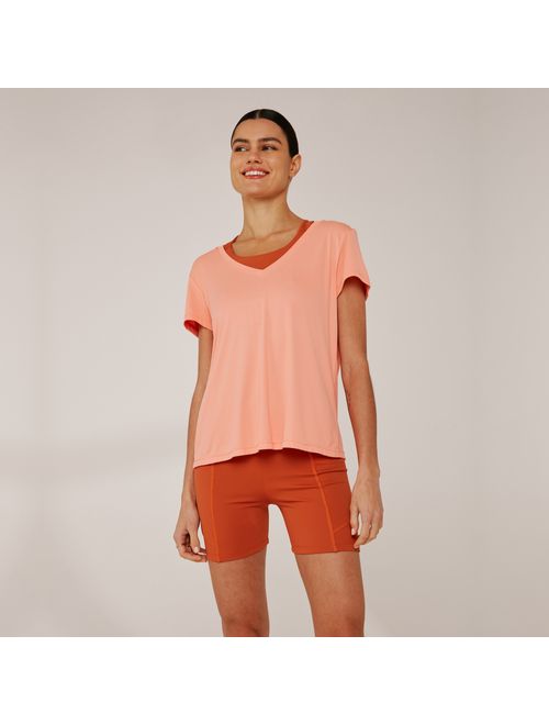Camiseta Fitness Decote V Dry Uv Palma - Rose