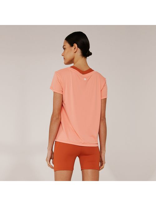 Camiseta Fitness Decote V Dry Uv Palma - Rose