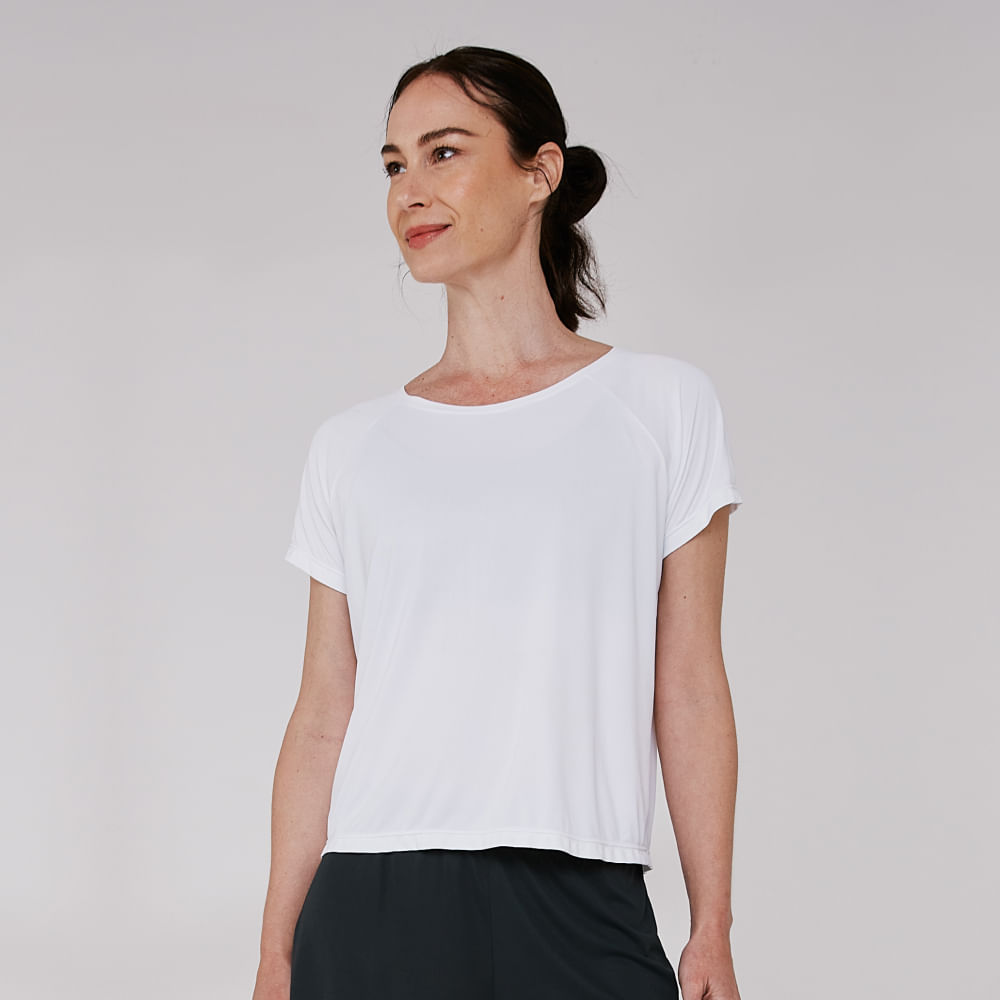 Camiseta Fitness Raglan Uv Dry Palma - Branca