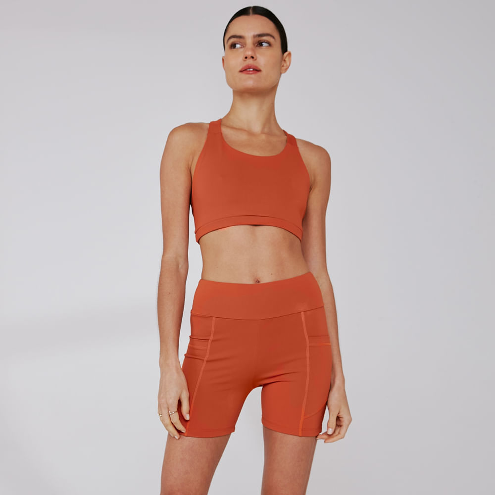 Short Fitness Bolso Uv Dry Maju - Bronze