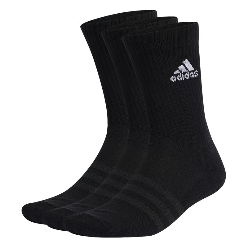 Meia-Cano-Alto-Adidas-Amortecidas-3-Pares-Unissex---Preta