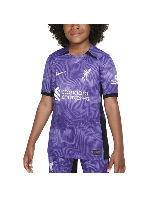 Camisa Liverpool FC III 23/24 Nike Stadium Infantil - Roxa/Branca