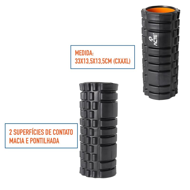 Rolo-Liberacao-Miofascial-Acte-Unissex---Preto-Laranja